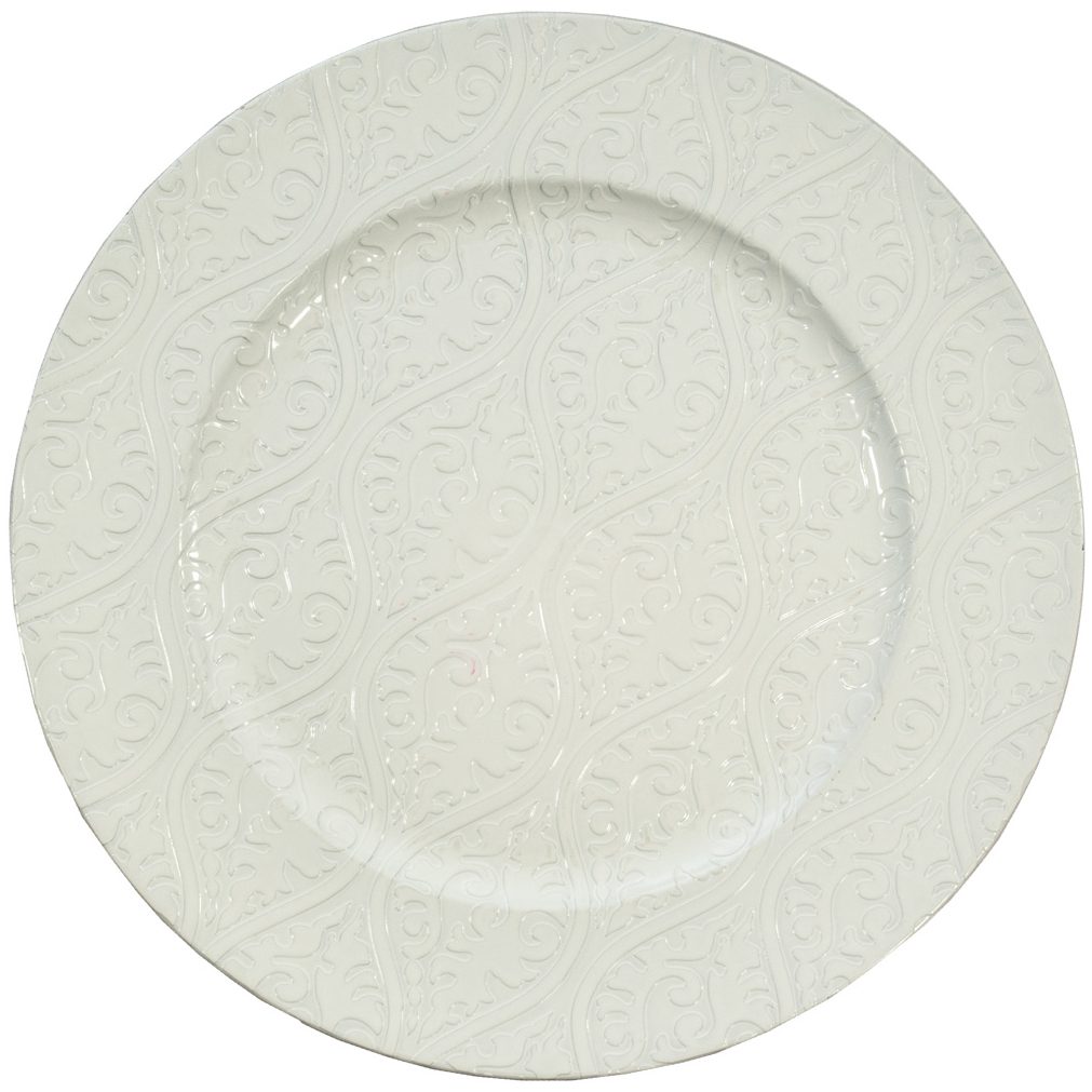 Round Pearl Embossed Charger Celebrations! Party Rentals