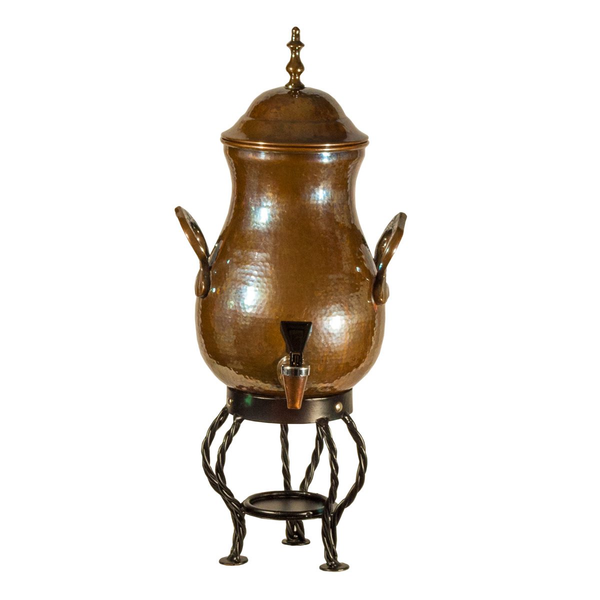 Copper Hammered Coffee Urn With Wrought Iron Base 22 Cups