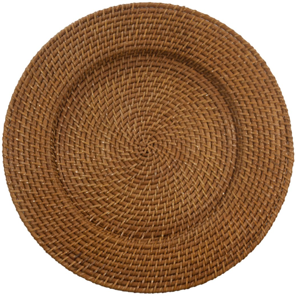Round Light Wicker Charger Celebrations! Party Rentals