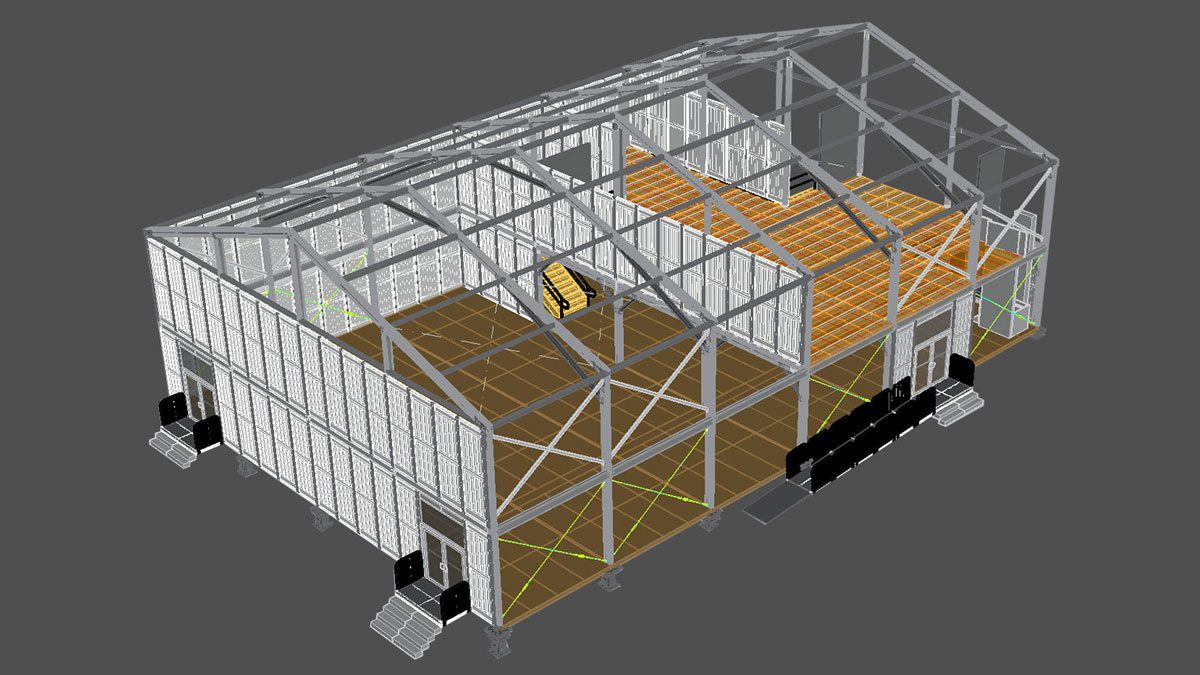 CAD rendering of double decker tent