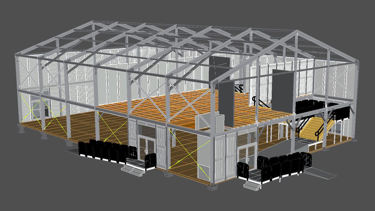 CAD rendering of double decker tent