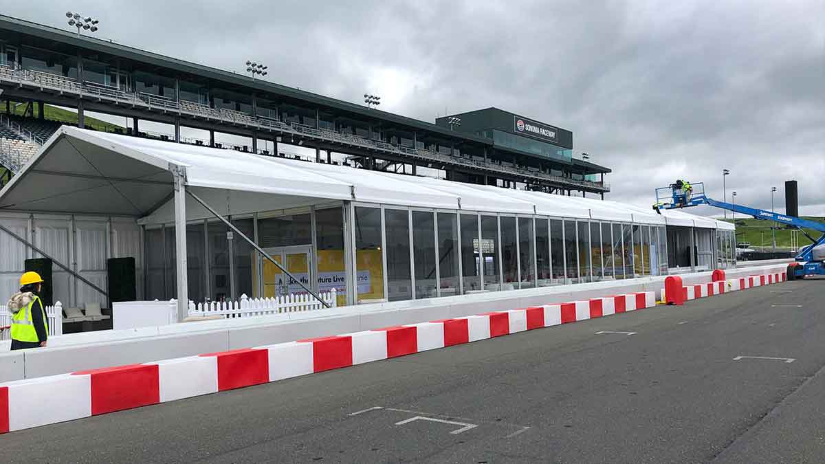 tent with patio on raceway