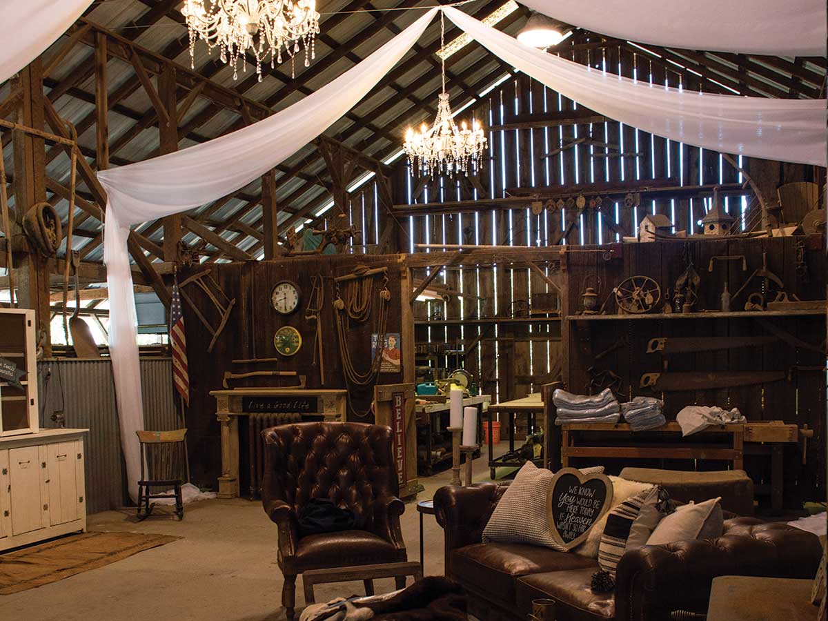 barn with swagging and furniture