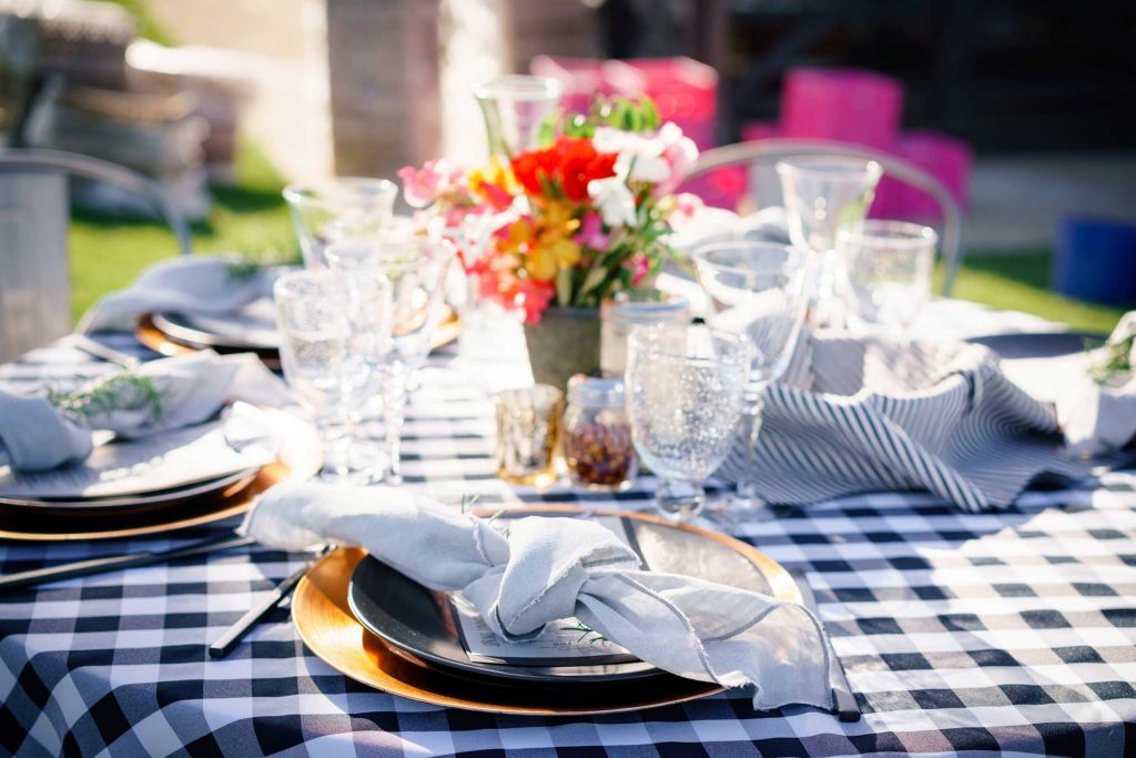 Black and white and grey table linens